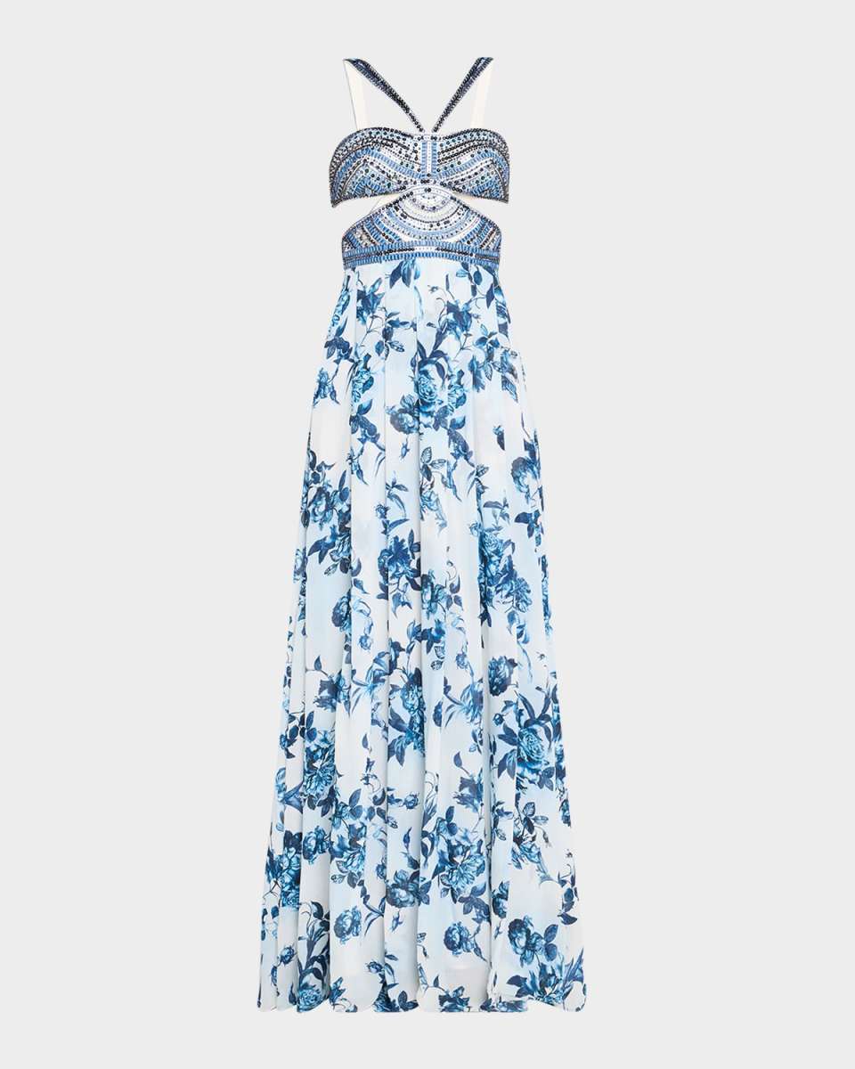 Painterly Floral Annistyn Embellished Gown